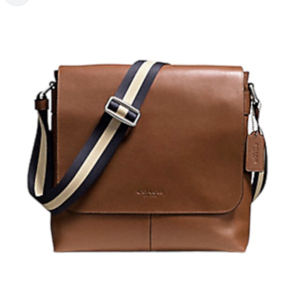 Coach Charles Brown Leather Men’s Messenger Canvas Strap - Picture 1 of 10